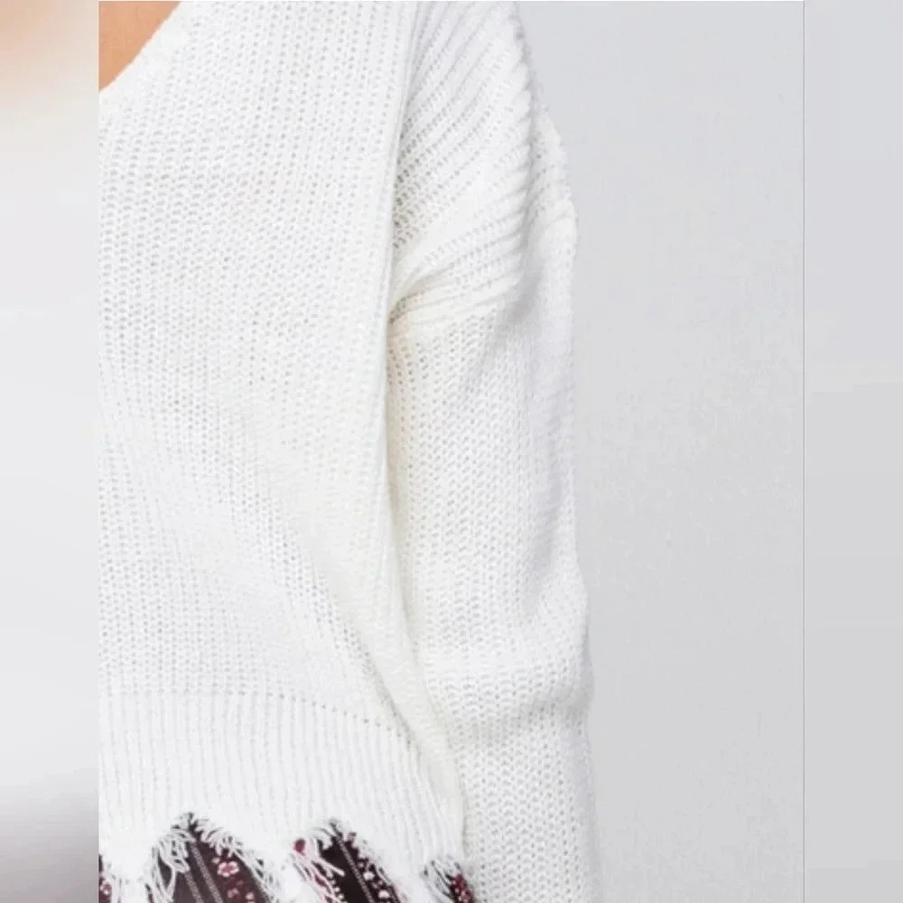 Full Tilt, Size L, Cream Destroyed Sweater - Picture 14 of 16